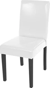 Krzesło do jadalni Littau, krzesło kuchenne Krzesło, imitacja skóry ~ biały, ciemne nogi - Krzesła - miniaturka - grafika 1