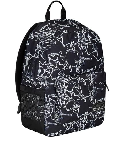 Seven IschoolPack plecak jednokomorowy, czarny, z wbudowanym Pawer Banck i wtyczką USB, kieszenią na butelkę, plecak szkolny i podróżny, dla dzieci i młodzieży, Czarny, Taglia unica, Szkolny
