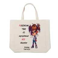 Torebki damskie - Torba na ramię jasny beż szeroka 48x38 MI 056 - miniaturka - grafika 1