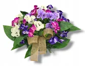 Sztuczne kwiaty - WIOSENNY STROIK NA CMENTARZ KWIATY NA GRÓB POMNIK Z OBCIĄŻENIEM BRATKI - miniaturka - grafika 1