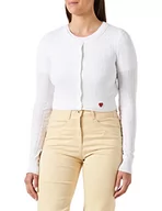 Kurtki damskie - Love Moschino Cropped Cardigan damska kurtka, optical white, 44 - miniaturka - grafika 1