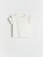 Bluzki dla niemowląt - Reserved - Bawełniany t-shirt z falbankami - złamana biel - miniaturka - grafika 1