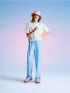 Spodnie i spodenki dla dziewczynek - Reserved - Spodnie w paski - jasnoniebieski - miniaturka - grafika 1