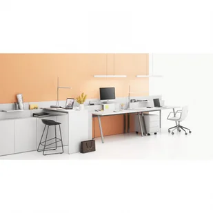 B2B Partner Stół biurowy SINGLE LAYERS, przesuwny blat, z przegrodami, regulowane nogi, biały 611572 - Stoły i stoliki do biura - miniaturka - grafika 4