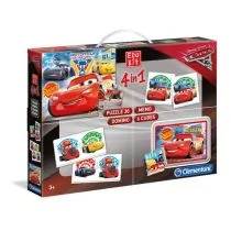 Clementoni Zestaw zabaw edukacyjnych - 4w1: Cars - Gry planszowe - miniaturka - grafika 1