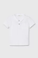 Koszulki dla chłopców - United Colors of Benetton polo niemowlęce kolor biały gładki - miniaturka - grafika 1