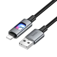 Kable USB - Kabel USB z diodami LED USB A do Lightning Hoco 2,4A 1,2 m U144 czarny - miniaturka - grafika 1