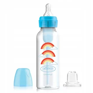 Dr.Browns SB8192 Butelka standard 250ml Options + dekorowana ze smoczkiem 6+ i ustnikiem niekapkiem niebieska ][ MA_779769 - Butelki dla niemowląt - miniaturka - grafika 1