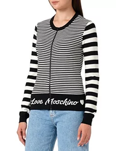 Love Moschino Zipped Jacket In Blended Wool Damska kurtka, Czarno-biały, 38 - Kurtki damskie - miniaturka - grafika 1