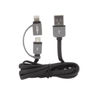 Ansmann Kabel USB 2.0 1700-0037 [1x Złącze męskie USB 2.0 A 1x Złącze męskie micro-USB 2.0 B Złącze męskie Apple Dock Lightning] 1 m szary - Kable USB - miniaturka - grafika 1
