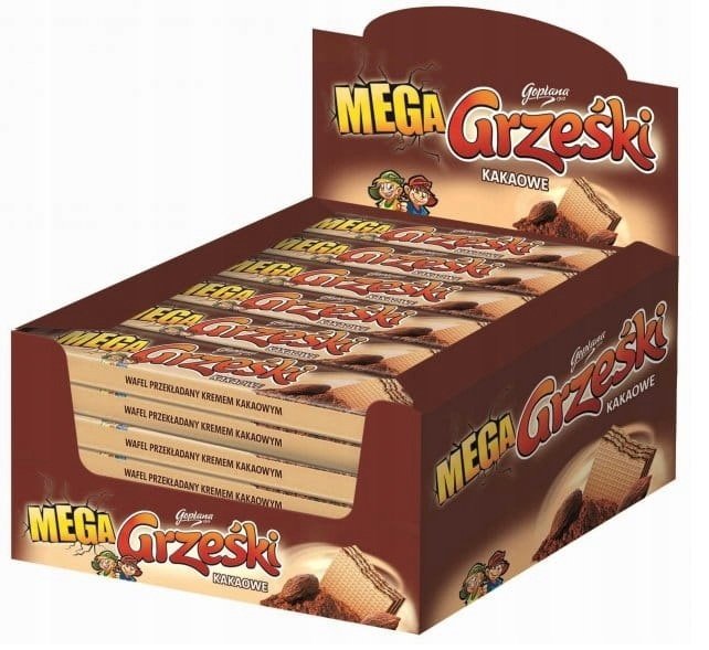 GRZEŚKI MEGA Wafelek kakaowy bez polewy 34 g 36 sztuk