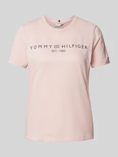 T-shirt z nadrukiem z logo - Koszulki i topy damskie - miniaturka - grafika 1