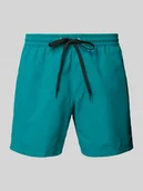 Kąpielówki męskie - Spodenki kąpielowe z detalem z logo i elastycznym pasem - miniaturka - grafika 1