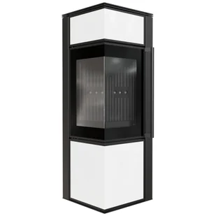 Piec wolnostojący koza Tora S 8 kW Ø 150, z domykaniem, czarny termotec ,lacobel biały - Piece wolnostojące - miniaturka - grafika 1