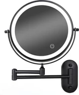 Lusterka do makijażu - 8-calowe lustro do makijażu LED montowane na ścianie, ściemnialne, dwustronne, 5-krotne powiększenie (czarne) - miniaturka - grafika 1