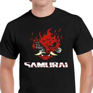 Koszulka GRA CYBERPUNK 2077 SAMURAI LOGO PREZENT BAWEŁNA P060 L CZARNA - Koszulki męskie - miniaturka - grafika 1