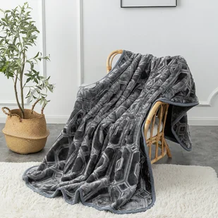 Koc akrylowy VITO 80x160 cm, grafit, luksusowe tłoczenie, Oeko-Tex, antyalergiczny - Koce - miniaturka - grafika 1