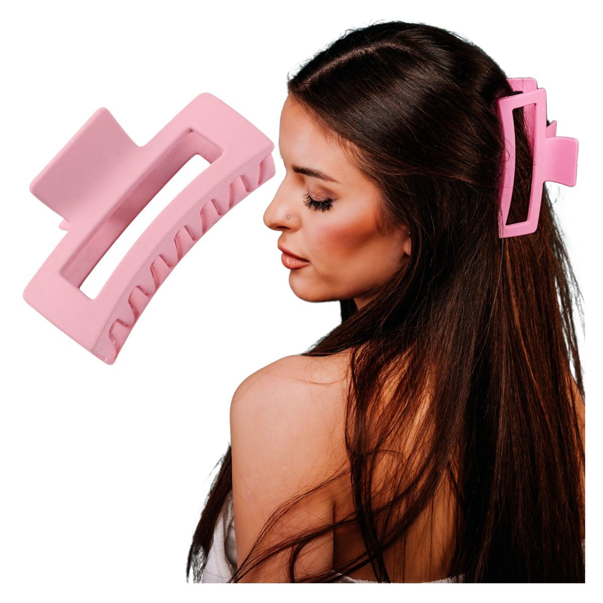 Klamra do Włosów Różowa XXL Spinka Francuska Matowa Lekka i Wytrzymała