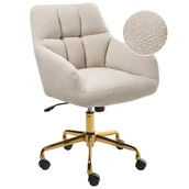 Fotele i krzesła biurowe - Beliani Krzesło obrotowe PALMDALE Boucle Jasnobeżowy - miniaturka - grafika 1