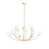 Lampy sufitowe - QAZQA Klasyczna lampa wisząca złota ze szkłem 12 lampek - Elien - miniaturka - grafika 1