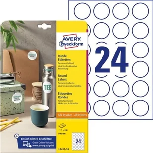 Avery Etykieta okrągła samoprzylepna L3415-10 240 - Papier do drukarek - miniaturka - grafika 2