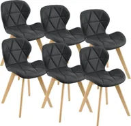 Krzesła - Krzesło do jadalni Älmhult zestaw 6 krzeseł bukowych 81x57 cm ze sztucznej skóry Krzesło do salonu Krzesło kuchenne Czarne - miniaturka - grafika 1