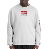 Bluzy męskie - Bluza Alpha Industries Satin Logo Sweater 148311666 - biała - miniaturka - grafika 1