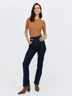 Spodnie damskie - Jeansy damskie z wysokim stanem i przeszyciami - miniaturka - grafika 1