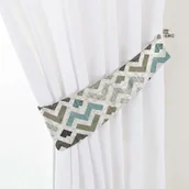 Akcesoria do wystroju okien - Dekoria.pl Dekoria.pl Podwiązka Victoria wzór geometryczny w odcieniach pastelowego błękitu i beżu na jasnym tle 12 × 70 cm Modern 335-141-93 - miniaturka - grafika 1