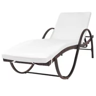 Fotele i krzesła ogrodowe - vidaXL Leżak z poduszką polirattan brązowy 42883 - miniaturka - grafika 1