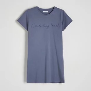 Reserved - Bawełniana koszula nocna - Niebieski - Piżamy damskie - miniaturka - grafika 1