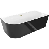 Wanny - Mexen Mia wanna wolnostojąca narożna prawa 140 x 75 cm, biała/czarna, przelew złoty szczotkowany - 52691407575P-55 - miniaturka - grafika 1
