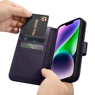 iCarer Wallet Case 2in1 etui iPhone 14 skórzany pokrowiec z klapką Anti-RFID ciemnofioletowy (WMI14220725-DP) - Etui i futerały do telefonów - miniaturka - grafika 16