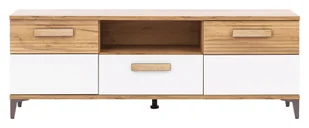 Szafka Rtv Snobi Sb01 Dąb Craft Złoty / Biel Alpejska - Szafki RTV - miniaturka - grafika 1