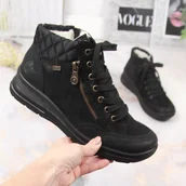 Buty sportowe damskie - Wodoodporne skórzane botki ocieplane Rieker W (kolor Czarny, rozmiar 37) - miniaturka - grafika 1