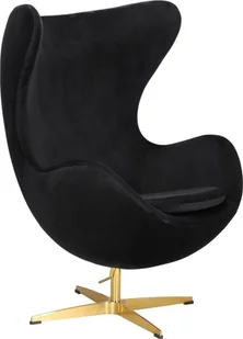 D2.DESIGN Fotel Jajo Velvet czarne/ złota podstawa - Fotele - miniaturka - grafika 1