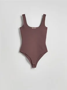 Reserved - Body na ramiączkach - ciemnobrązowy - Koszulki i topy damskie - miniaturka - grafika 1