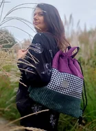 Plecaki worki - Plecak worek damski z weluru Marsala - miniaturka - grafika 1