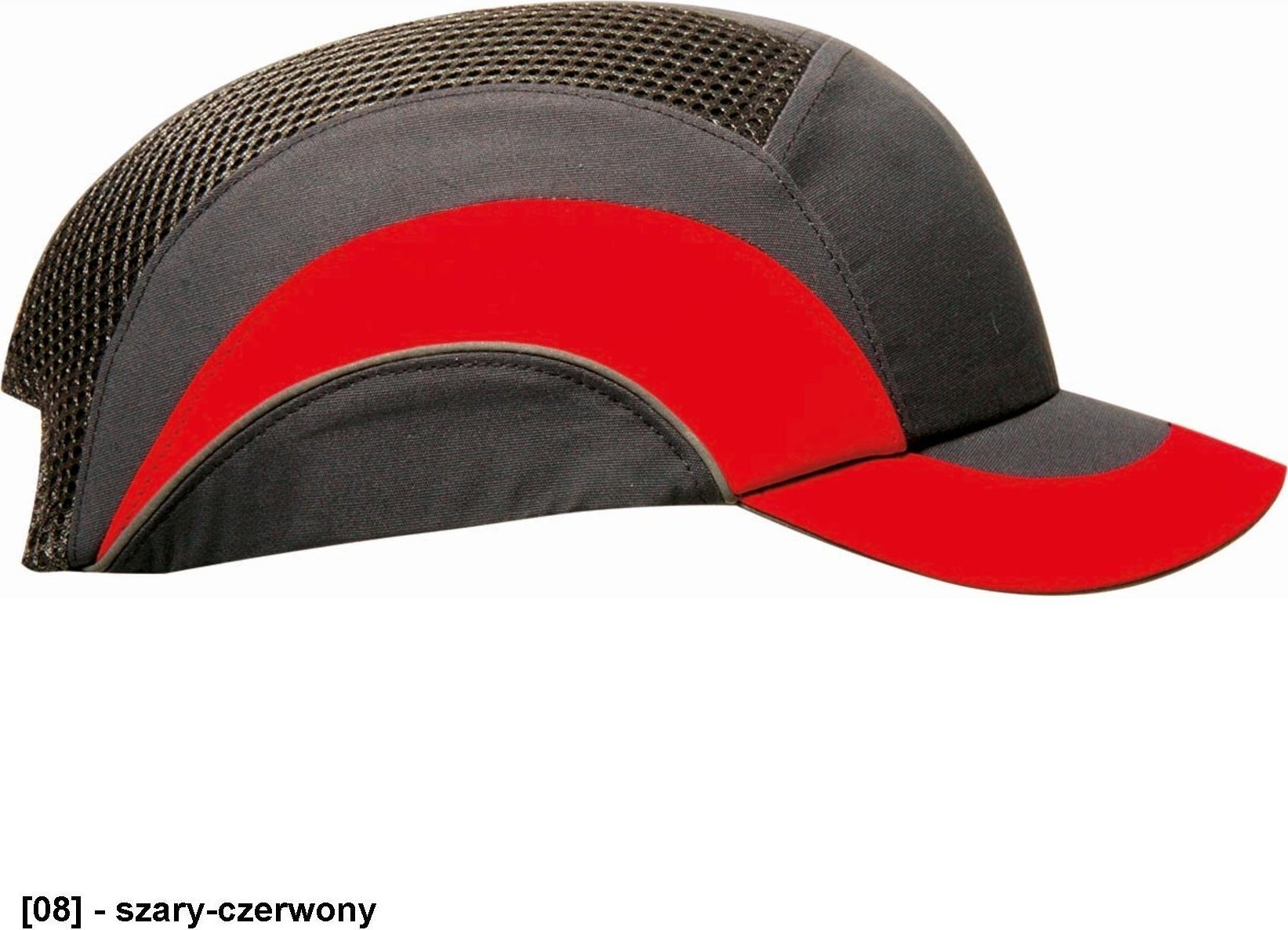 JSP HARDCAP A1+ DŁUGOŚĆ DASZKU 5 CM - czapka ochronna - szary-czerwony