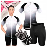 Spodenki rowerowe - Strój Kolarski Damski roz L XL Koszulka Spodenki Rowerowe Rękawiczki Żelowe - miniaturka - grafika 1