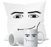 Gadżety dla niej i dla niego - ZESTAW KUBEK + PODUSZKA MAN FACE ROBLOX MINA ŻART - miniaturka - grafika 1