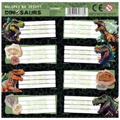 Etykiety samoprzylepne i bloki etykiet - Nalepki na zeszyty Dinozaur 20 25szt Derform - miniaturka - grafika 1