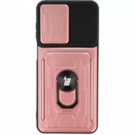 Etui i futerały do telefonów - Bizon Etui Case Camshield Card Slot Ring do Moto G22 jasnoróżowe - miniaturka - grafika 1