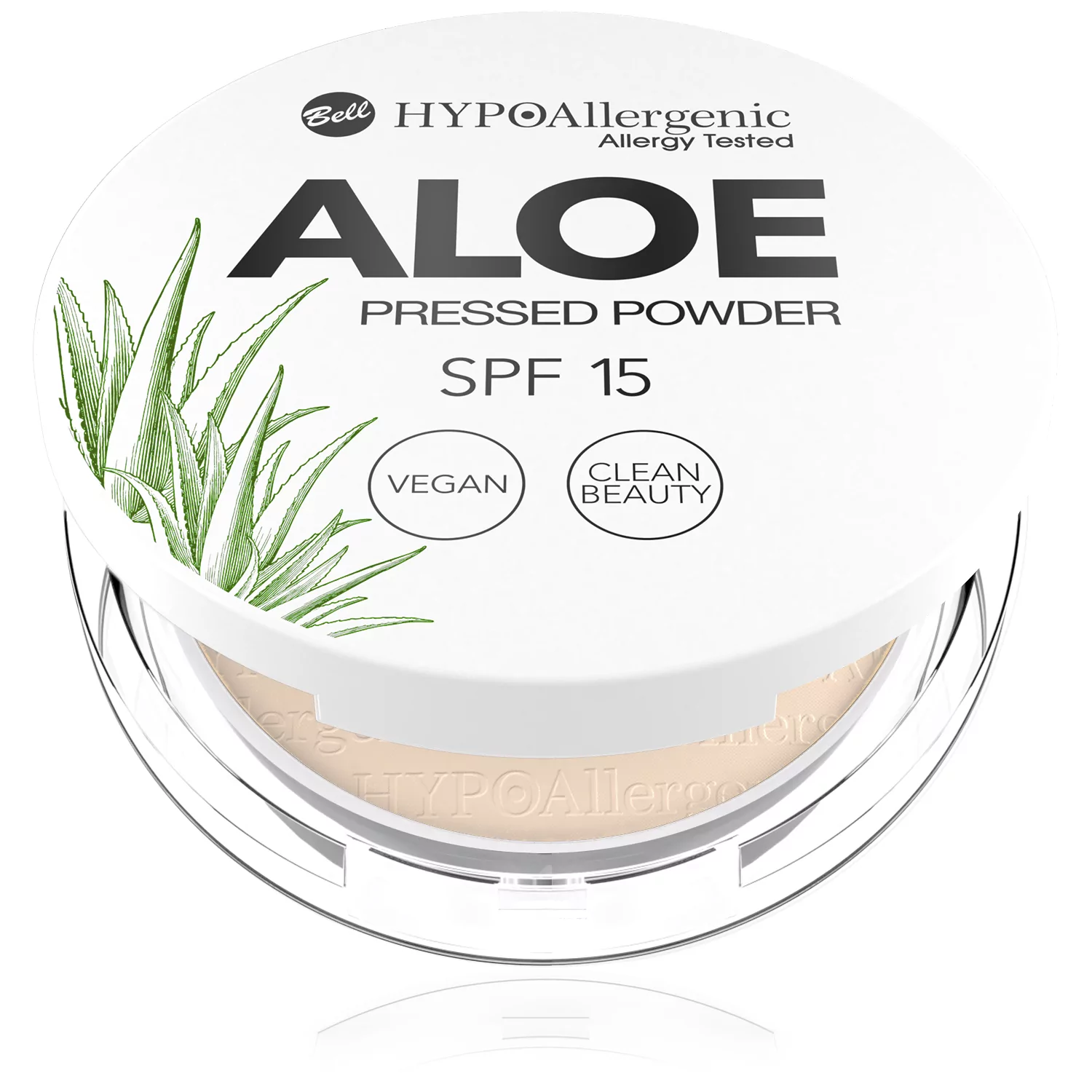 Bell HYPO Aloe Pressed Powder SPF 15, puder matująco-ochronny do twarzy, 04, 5g