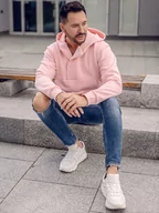 Bluzy sportowe męskie - Jasnoróżowe gruba bluza męska z kapturem Bolf 02A - miniaturka - grafika 1
