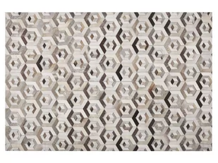 Beliani Dywan patchworkowy skórzany 160 x 230 cm brązowo-beżowy TAVAK - Dywany - miniaturka - grafika 1