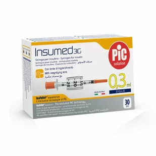 Artsana PIC Insumed 0,3 ml 31 G 8 mm strzykawki insulinowe z powiększeniem x 30 szt | DARMOWA DOSTAWA OD 199 PLN! - Glukometry i akcesoria dla diabetyków - miniaturka - grafika 1