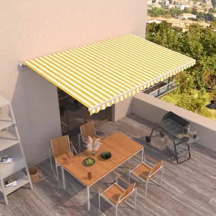 VidaXL Lumarko Ręcznie zwijana markiza, 500x350 cm, żółto-biała! 3069018 VidaXL - Markizy - miniaturka - grafika 1