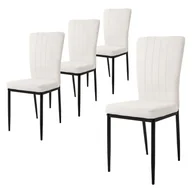 Krzesła - Zestaw 4 krzeseł do jadalni kuchenne Krzesło tapicerowane do salonu Biały aksamit - miniaturka - grafika 1