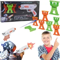 Zabawki interaktywne dla dzieci - Gra Zręcznościowa Strzelanie Do Celu Kolorowe Ludziki Pistolet Zestaw Space - miniaturka - grafika 1